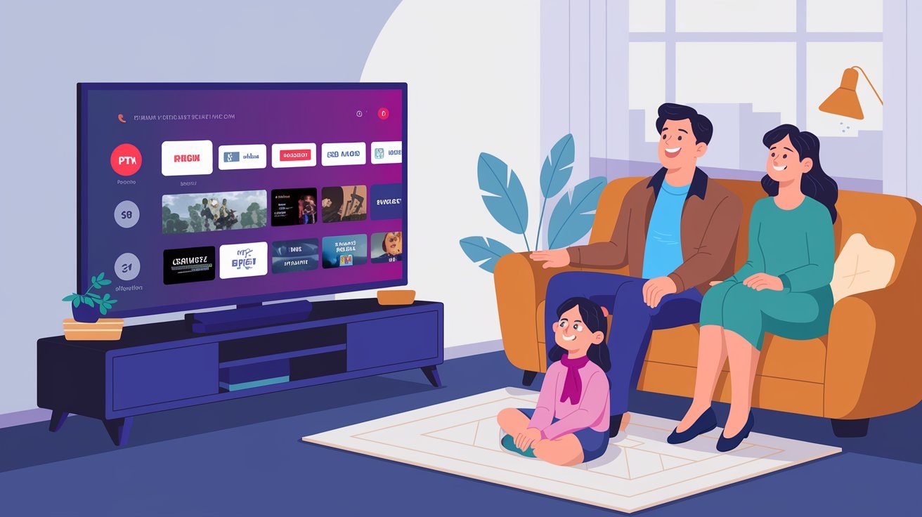 Family enjoying LEMO TV at home